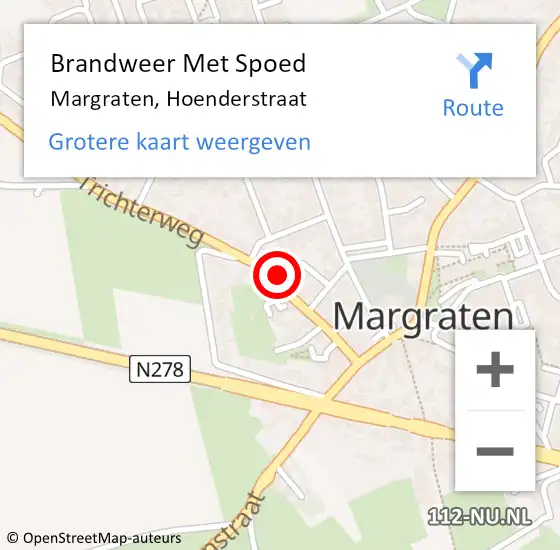 Locatie op kaart van de 112 melding: Brandweer Met Spoed Naar Margraten, Hoenderstraat op 6 augustus 2017 16:59