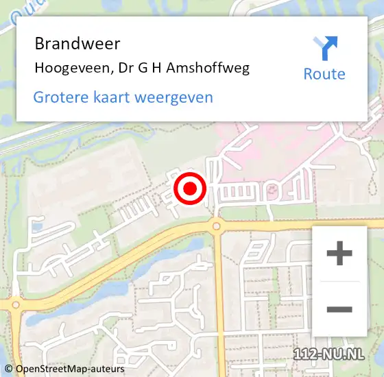 Locatie op kaart van de 112 melding: Brandweer Hoogeveen, Dr G H Amshoffweg op 6 augustus 2017 17:07