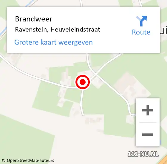 Locatie op kaart van de 112 melding: Brandweer Ravenstein, Heuveleindstraat op 29 januari 2014 08:25