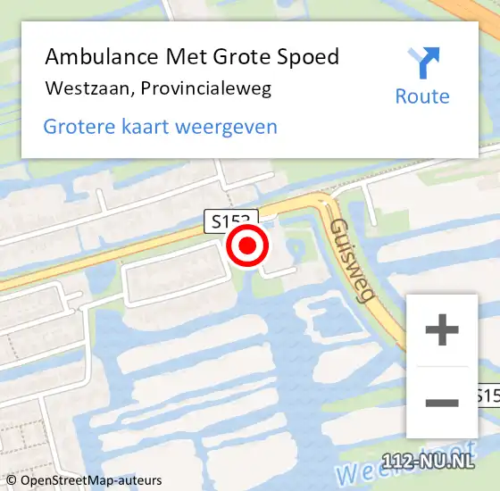 Locatie op kaart van de 112 melding: Ambulance Met Grote Spoed Naar Westzaan, Provincialeweg op 6 augustus 2017 17:27