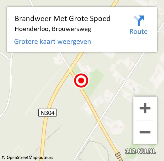 Locatie op kaart van de 112 melding: Brandweer Met Grote Spoed Naar Hoenderloo, Brouwersweg op 29 januari 2014 08:27