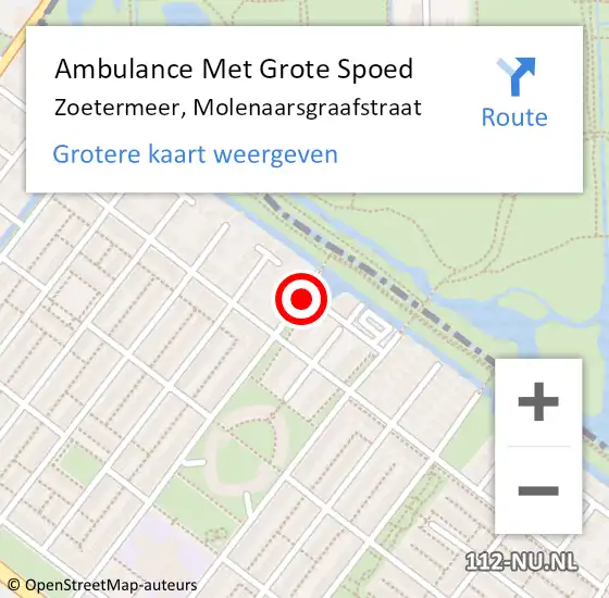 Locatie op kaart van de 112 melding: Ambulance Met Grote Spoed Naar Zoetermeer, Molenaarsgraafstraat op 6 augustus 2017 17:47