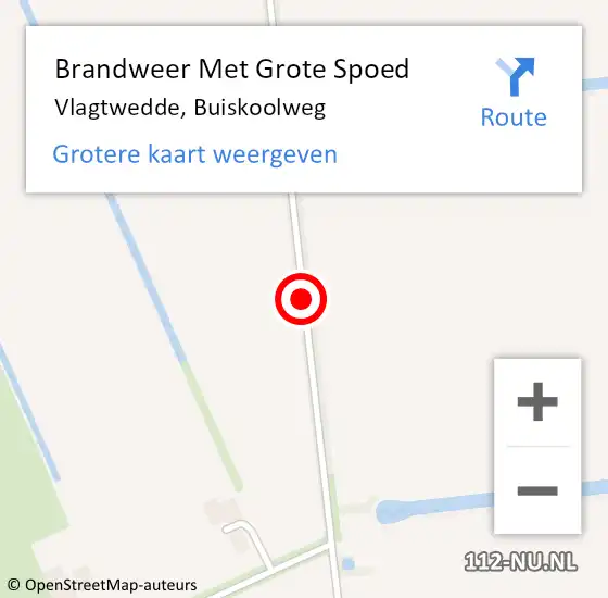 Locatie op kaart van de 112 melding: Brandweer Met Grote Spoed Naar Vlagtwedde, Buiskoolweg op 6 augustus 2017 17:48