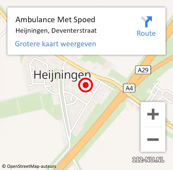 Locatie op kaart van de 112 melding: Ambulance Met Spoed Naar Heijningen, Deventerstraat op 6 augustus 2017 18:26