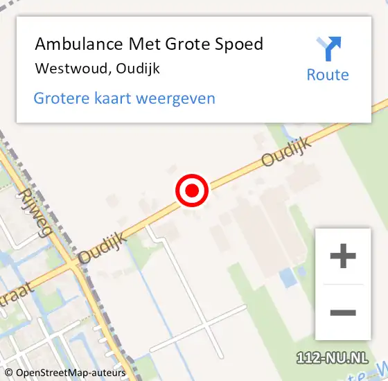 Locatie op kaart van de 112 melding: Ambulance Met Grote Spoed Naar Westwoud, Oudijk op 6 augustus 2017 18:46