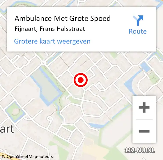 Locatie op kaart van de 112 melding: Ambulance Met Grote Spoed Naar Fijnaart, Frans Halsstraat op 6 augustus 2017 20:02