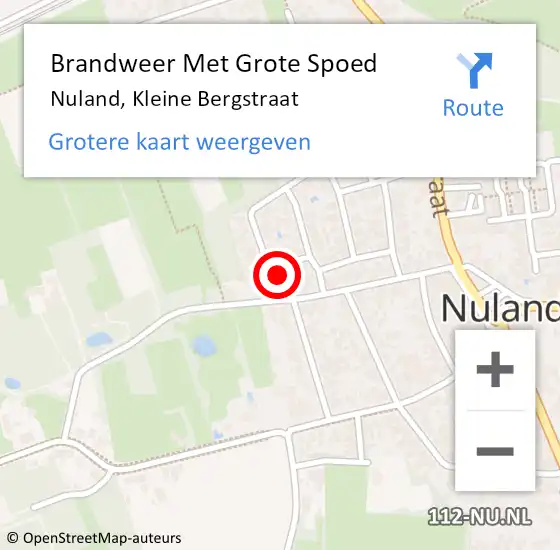 Locatie op kaart van de 112 melding: Brandweer Met Grote Spoed Naar Nuland, Kleine Bergstraat op 6 augustus 2017 21:04