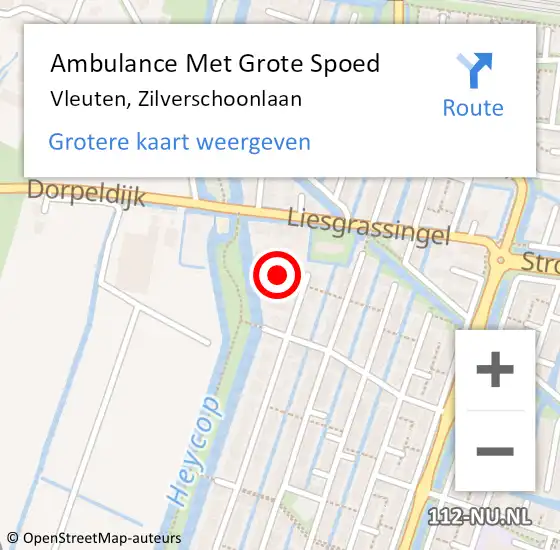 Locatie op kaart van de 112 melding: Ambulance Met Grote Spoed Naar Vleuten, Zilverschoonlaan op 6 augustus 2017 21:50