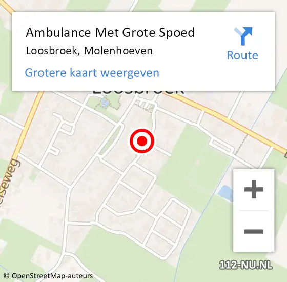 Locatie op kaart van de 112 melding: Ambulance Met Grote Spoed Naar Loosbroek, Molenhoeven op 6 augustus 2017 21:50