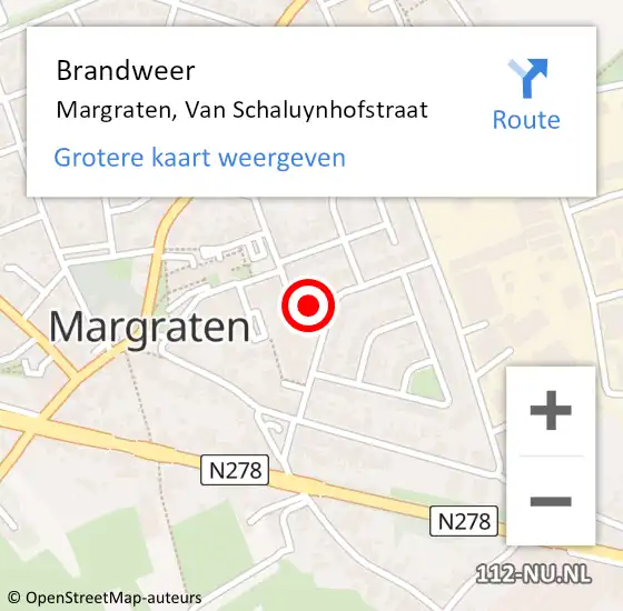 Locatie op kaart van de 112 melding: Brandweer Margraten, Van Schaluynhofstraat op 6 augustus 2017 22:33