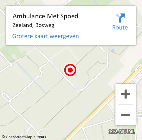 Locatie op kaart van de 112 melding: Ambulance Met Spoed Naar Zeeland, Bosweg op 6 augustus 2017 23:18