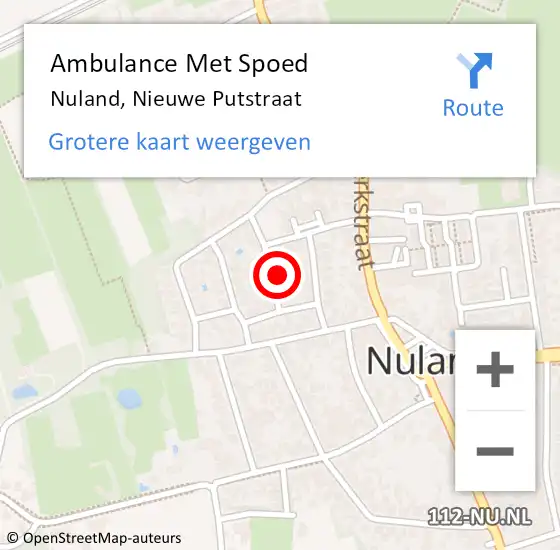 Locatie op kaart van de 112 melding: Ambulance Met Spoed Naar Nuland, Nieuwe Putstraat op 6 augustus 2017 23:42