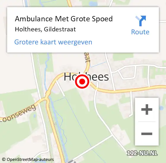 Locatie op kaart van de 112 melding: Ambulance Met Grote Spoed Naar Holthees, Gildestraat op 7 augustus 2017 00:02