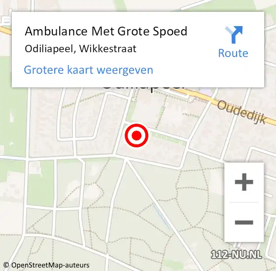 Locatie op kaart van de 112 melding: Ambulance Met Grote Spoed Naar Odiliapeel, Wikkestraat op 7 augustus 2017 00:49