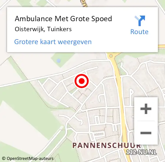 Locatie op kaart van de 112 melding: Ambulance Met Grote Spoed Naar Oisterwijk, Tuinkers op 7 augustus 2017 01:24