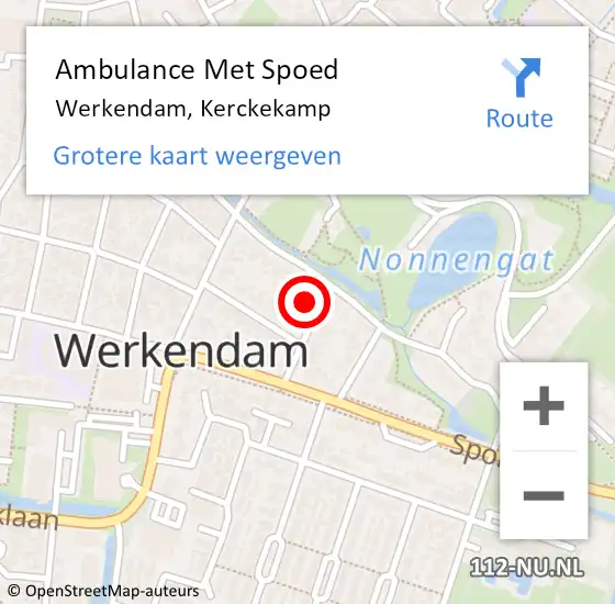 Locatie op kaart van de 112 melding: Ambulance Met Spoed Naar Werkendam, Kerckekamp op 7 augustus 2017 07:20