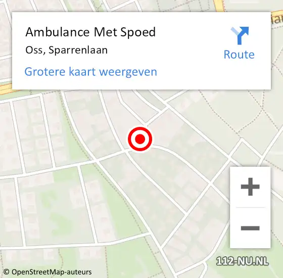 Locatie op kaart van de 112 melding: Ambulance Met Spoed Naar Oss, Sparrenlaan op 7 augustus 2017 07:36