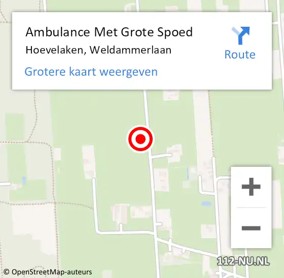 Locatie op kaart van de 112 melding: Ambulance Met Grote Spoed Naar Hoevelaken, Weldammerlaan op 7 augustus 2017 08:28