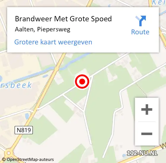 Locatie op kaart van de 112 melding: Brandweer Met Grote Spoed Naar Aalten, Piepersweg op 7 augustus 2017 08:42