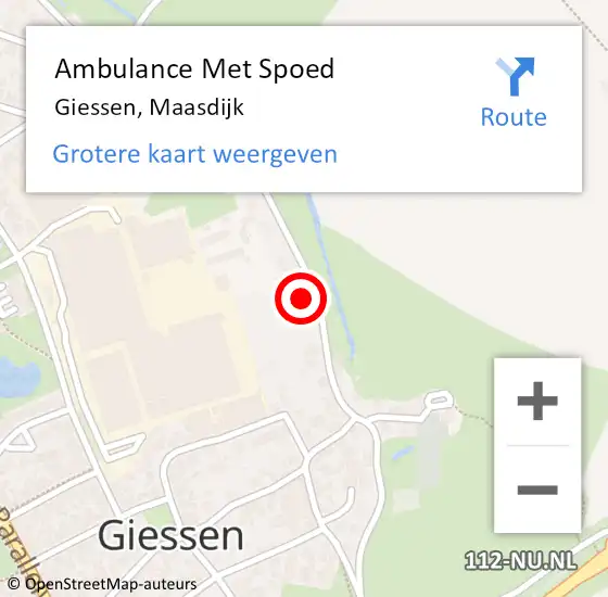 Locatie op kaart van de 112 melding: Ambulance Met Spoed Naar Giessen, Maasdijk op 7 augustus 2017 09:25