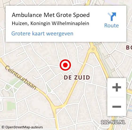 Locatie op kaart van de 112 melding: Ambulance Met Grote Spoed Naar Huizen, Koningin Wilhelminaplein op 29 januari 2014 09:14