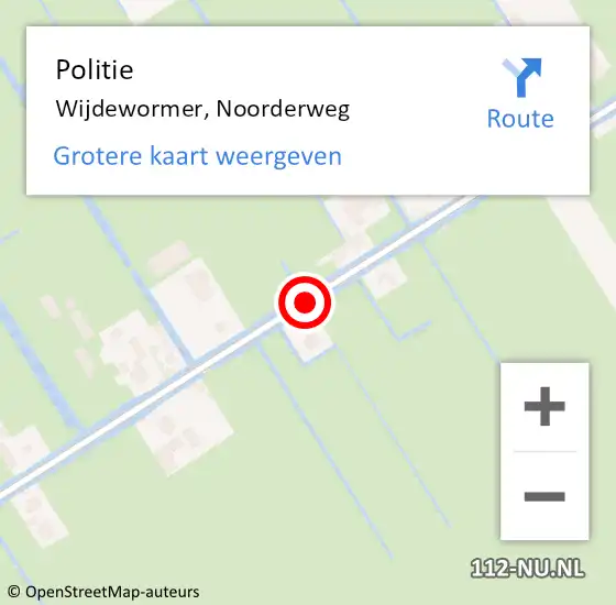 Locatie op kaart van de 112 melding: Politie Wijdewormer, Noorderweg op 7 augustus 2017 10:40