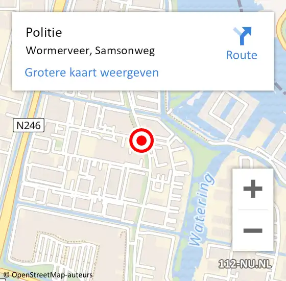 Locatie op kaart van de 112 melding: Politie Wormerveer, Samsonweg op 7 augustus 2017 11:04