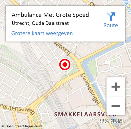 Locatie op kaart van de 112 melding: Ambulance Met Grote Spoed Naar Utrecht, Oude Daalstraat op 7 augustus 2017 11:07