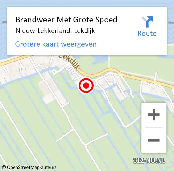 Locatie op kaart van de 112 melding: Brandweer Met Grote Spoed Naar Nieuw-Lekkerland, Lekdijk op 7 augustus 2017 11:13