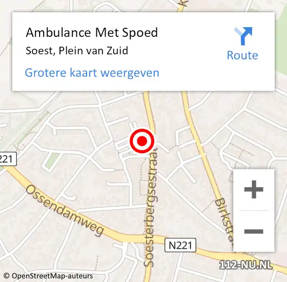 Locatie op kaart van de 112 melding: Ambulance Met Spoed Naar Soest, Plein van Zuid op 7 augustus 2017 11:50