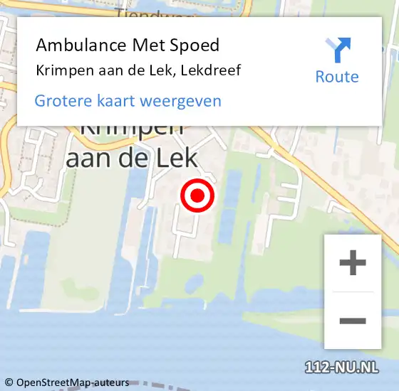 Locatie op kaart van de 112 melding: Ambulance Met Spoed Naar Krimpen aan de Lek, Lekdreef op 7 augustus 2017 12:30