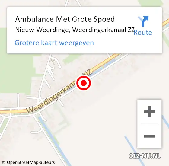 Locatie op kaart van de 112 melding: Ambulance Met Grote Spoed Naar Nieuw-Weerdinge, Weerdingerkanaal ZZ op 29 januari 2014 09:31