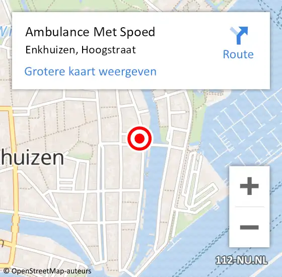 Locatie op kaart van de 112 melding: Ambulance Met Spoed Naar Enkhuizen, Hoogstraat op 7 augustus 2017 12:44