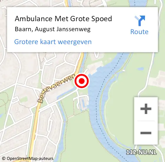 Locatie op kaart van de 112 melding: Ambulance Met Grote Spoed Naar Baarn, August Janssenweg op 7 augustus 2017 13:04