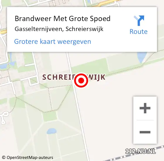 Locatie op kaart van de 112 melding: Brandweer Met Grote Spoed Naar Gasselternijveen, Schreierswijk op 7 augustus 2017 13:07