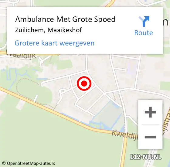 Locatie op kaart van de 112 melding: Ambulance Met Grote Spoed Naar Zuilichem, Maaikeshof op 7 augustus 2017 13:16