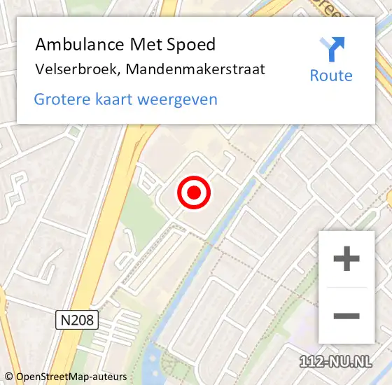 Locatie op kaart van de 112 melding: Ambulance Met Spoed Naar Velserbroek, Mandenmakerstraat op 7 augustus 2017 13:25