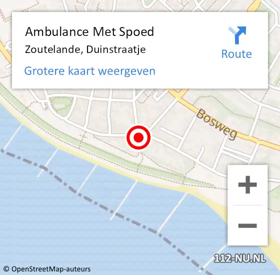 Locatie op kaart van de 112 melding: Ambulance Met Spoed Naar Zoutelande, Duinstraatje op 29 januari 2014 09:38