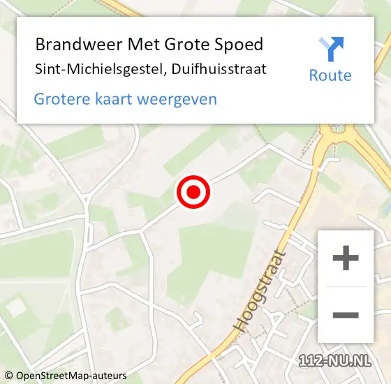 Locatie op kaart van de 112 melding: Brandweer Met Grote Spoed Naar Sint-Michielsgestel, Duifhuisstraat op 7 augustus 2017 13:49