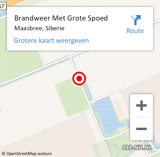 Locatie op kaart van de 112 melding: Brandweer Met Grote Spoed Naar Maasbree, Siberie op 7 augustus 2017 14:09