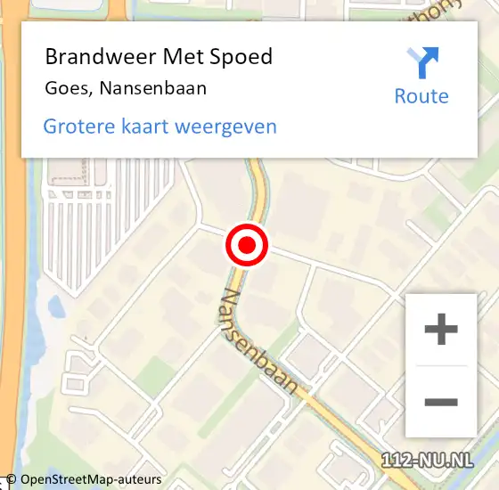 Locatie op kaart van de 112 melding: Brandweer Met Spoed Naar Goes, Nansenbaan op 7 augustus 2017 14:15