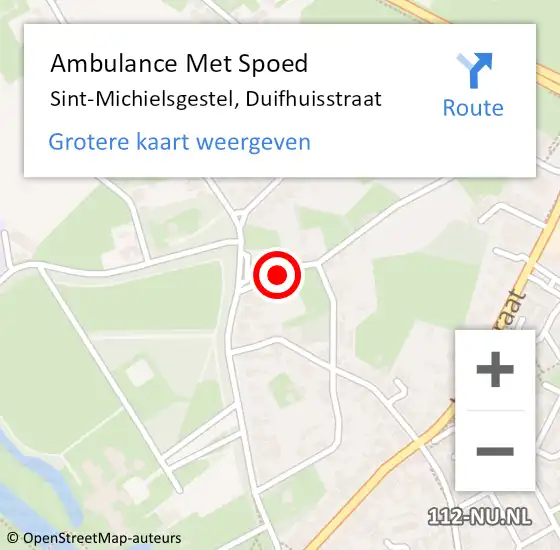 Locatie op kaart van de 112 melding: Ambulance Met Spoed Naar Sint-Michielsgestel, Duifhuisstraat op 7 augustus 2017 14:21