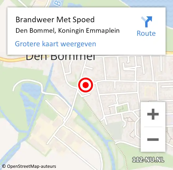 Locatie op kaart van de 112 melding: Brandweer Met Spoed Naar Den Bommel, Koningin Emmaplein op 7 augustus 2017 14:31