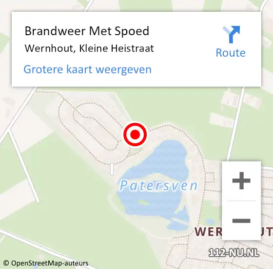 Locatie op kaart van de 112 melding: Brandweer Met Spoed Naar Wernhout, Kleine Heistraat op 7 augustus 2017 14:52