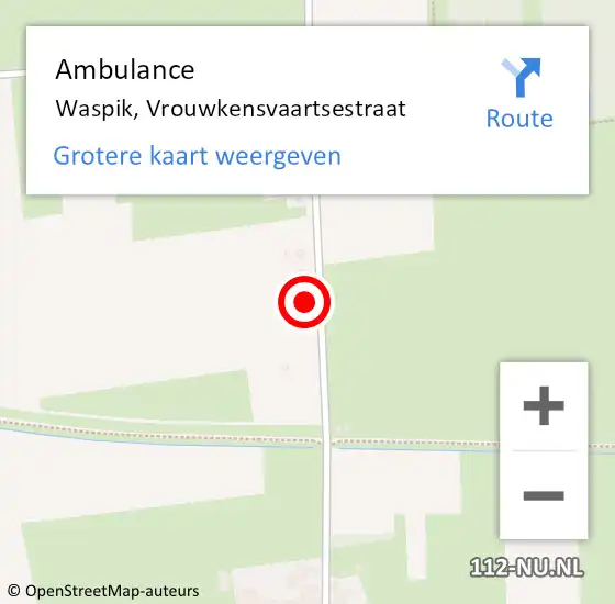 Locatie op kaart van de 112 melding: Ambulance Waspik, Vrouwkensvaartsestraat op 7 augustus 2017 15:02