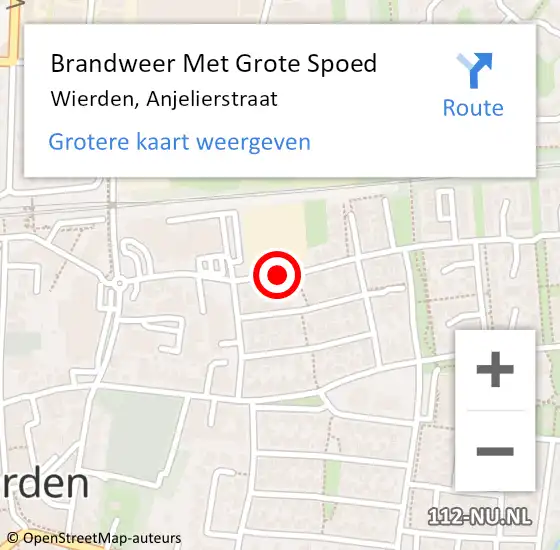 Locatie op kaart van de 112 melding: Brandweer Met Grote Spoed Naar Wierden, Anjelierstraat op 7 augustus 2017 15:07