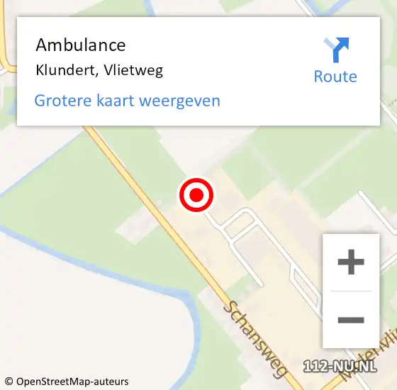 Locatie op kaart van de 112 melding: Ambulance Klundert, Vlietweg op 7 augustus 2017 15:07