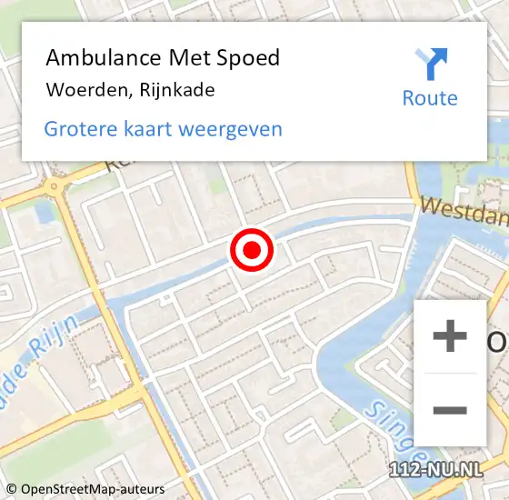 Locatie op kaart van de 112 melding: Ambulance Met Spoed Naar Woerden, Rijnkade op 7 augustus 2017 15:09