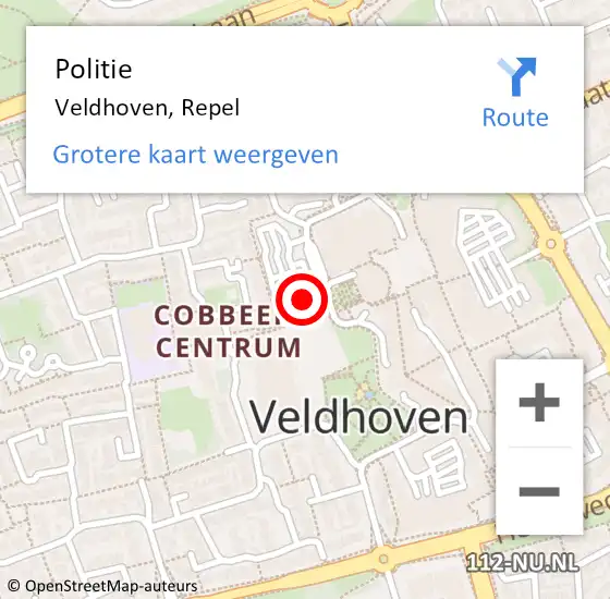 Locatie op kaart van de 112 melding: Politie Veldhoven, Repel op 7 augustus 2017 15:15