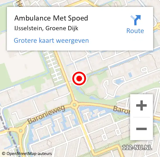 Locatie op kaart van de 112 melding: Ambulance Met Spoed Naar IJsselstein, Groene Dijk op 7 augustus 2017 15:28